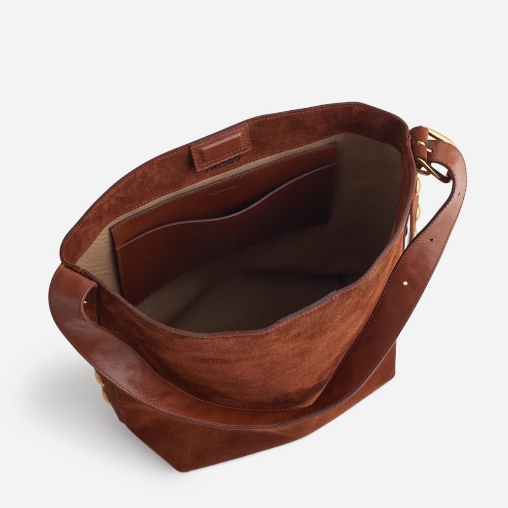Madewell Brown Suede Studded Shoulder Bag - Picture 3 of 10